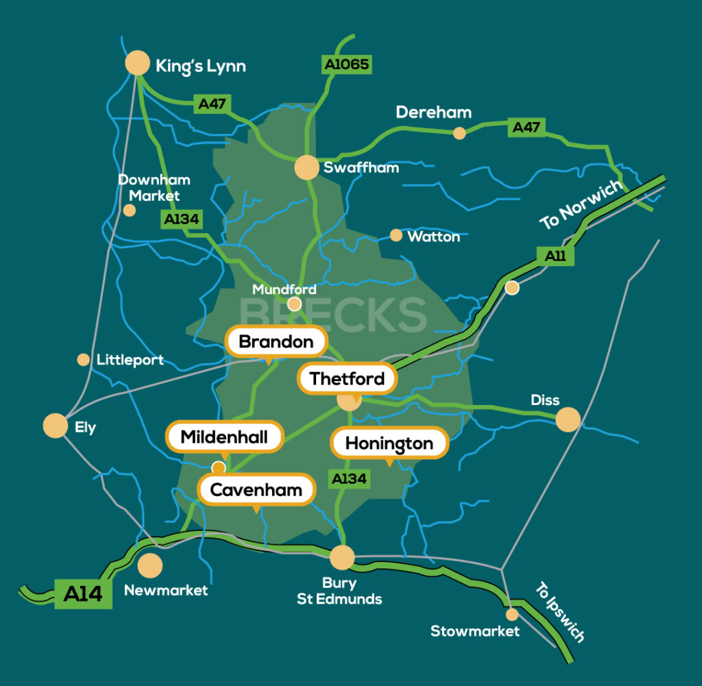 Map showing towns, rivers and locations of panels