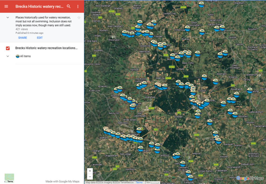 Screenshot of Google satellite map showing the BFER logo icons