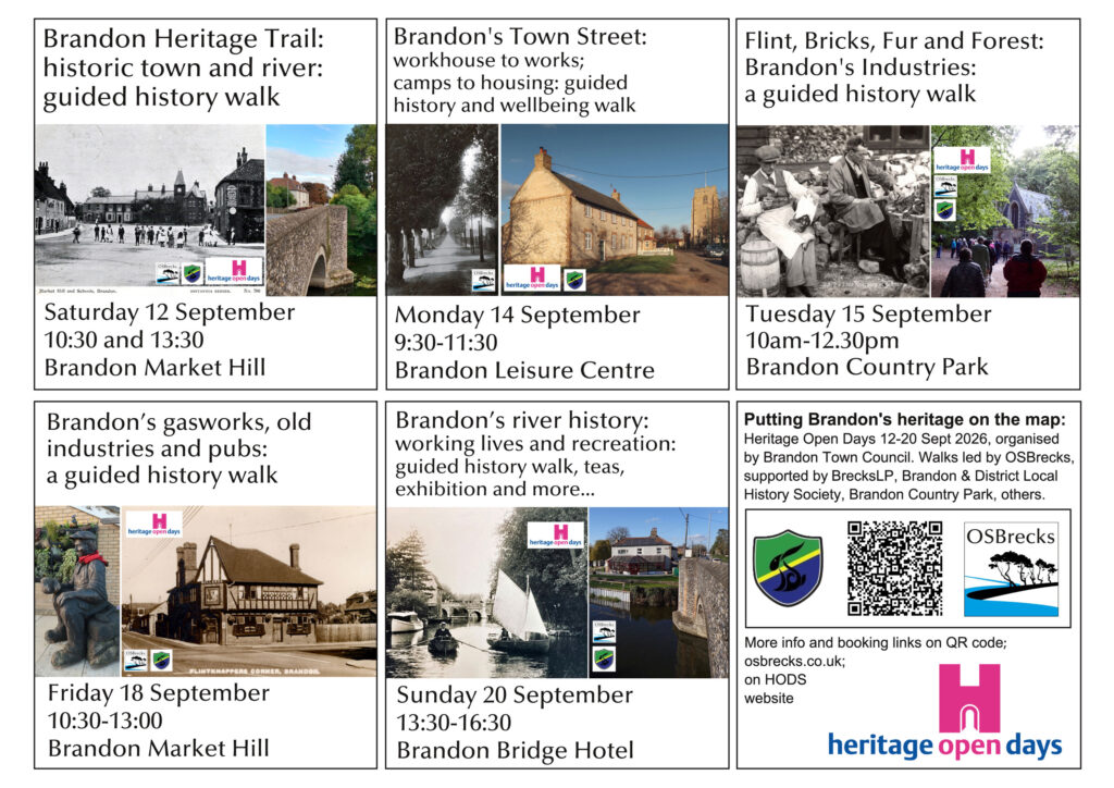 flyers with brief detail of five walks and QR code linking to this page