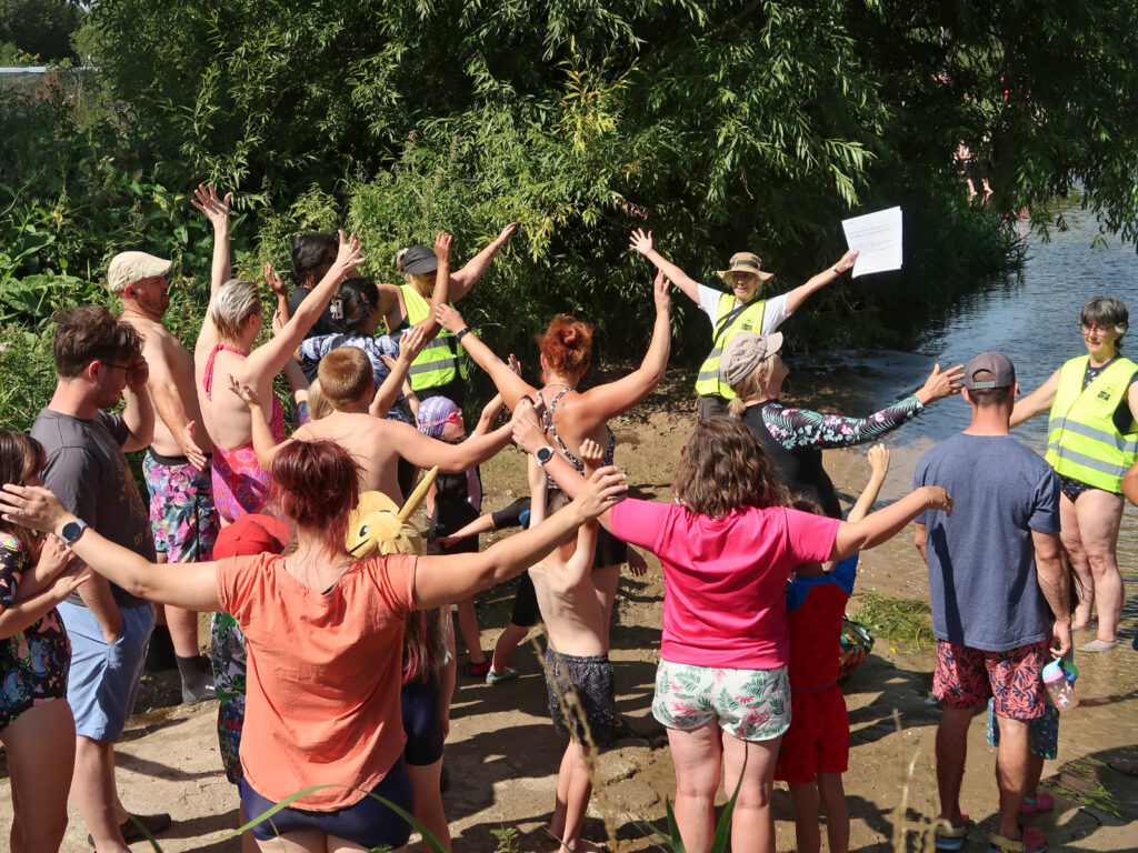 practising the starfish float on slipway with volunteers at intro session Brandon Staunch